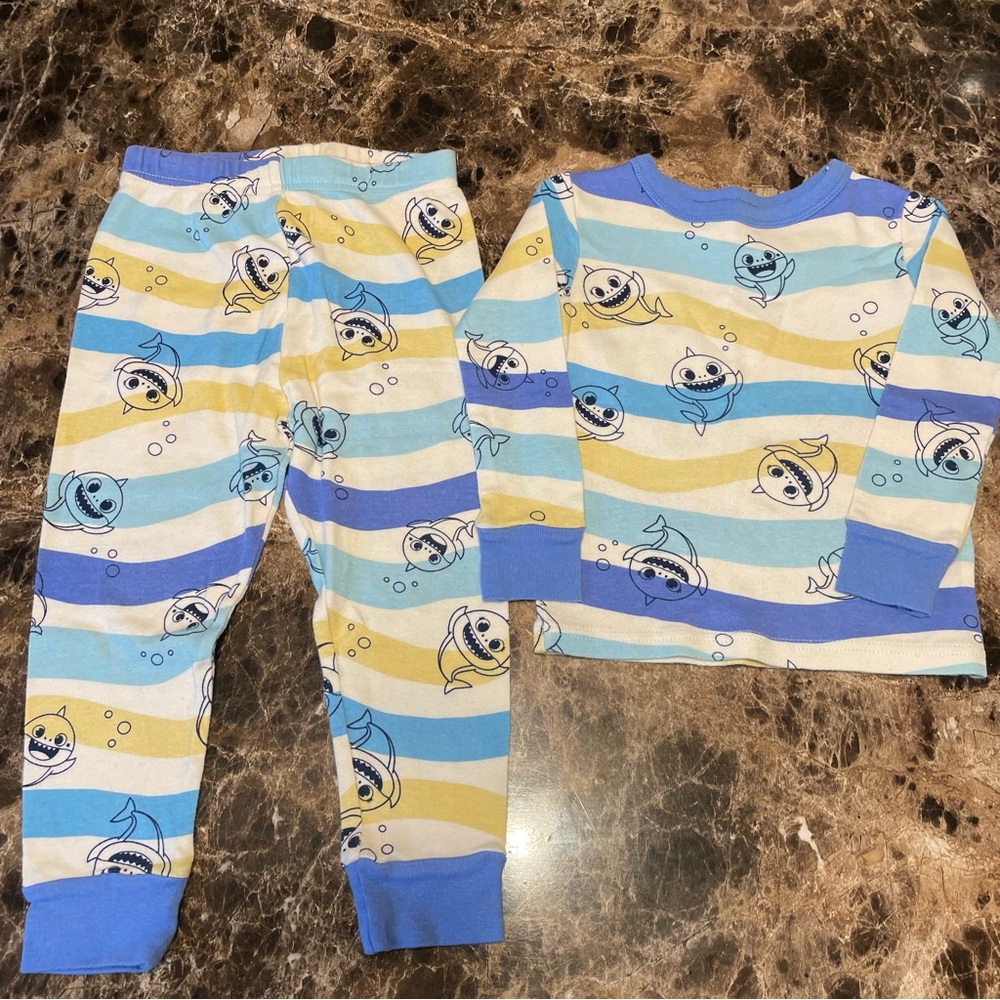Nickelodeon Shark Striped Pajama Set - Blue, Yellow, and White